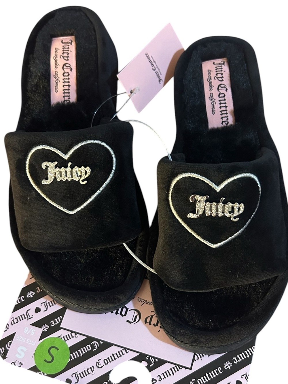 NWT Juicy Couture Faux Fur Slide Slipper Black S (5/6)